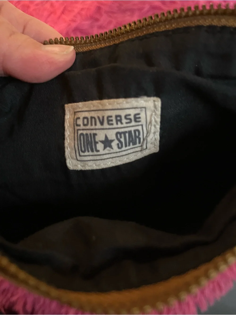 Converse Metallic Tan Fold-Over Clutch with Braided Tassels